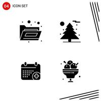 Collection of 4 Vector Icons in solid style Pixle Perfect Glyph Symbols for Web and Mobile Solid Icon Signs on White Background 4 Icons