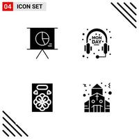 conjunto perfecto de píxeles de 4 iconos sólidos conjunto de iconos de glifos para el diseño de sitios web y la interfaz de aplicaciones móviles vector