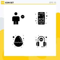 Pictogram Set of 4 Simple Solid Glyphs of avatar easter human message nature Editable Vector Design Elements