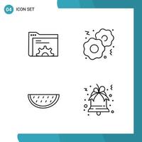 Vector Pack of 4 Outline Symbols Line Style Icon Set on White Background for Web and Mobile