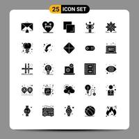 Pictogram Set of 25 Simple Solid Glyphs of cog organization mother multitask ability Editable Vector Design Elements