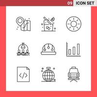 9 Icon Pack Line Style Outline Symbols on White Background Simple Signs for general designing vector