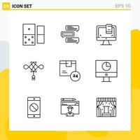 Collection of 9 Universal Line Icons Icon Set for Web and Mobile vector