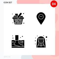 Vector Pack of 4 Icons in Solid Style Creative Glyph Pack isolated on White Background for Web and Mobile