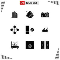 9 Thematic Vector Solid Glyphs and Editable Symbols of delete topology food network photo Editable Vector Design Elements