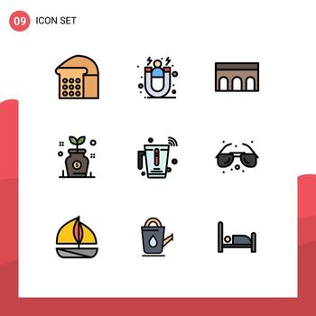Modern Set of 9 Filledline Flat Colors Pictograph of juice tree architecture investment business Editable Vector Design Elements