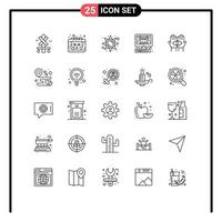 Pictogram Set of 25 Simple Lines of medium conspiracy brightness shop ecommerce Editable Vector Design Elements