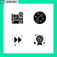 Pack of 4 Solid Style Icon Set Glyph Symbols for print Creative Signs Isolated on White Background 4 Icon Set vector