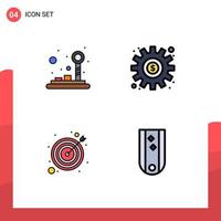 Group of 4 Filledline Flat Colors Signs and Symbols for control strategy joystick preference goal Editable Vector Design Elements