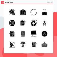 Pictogram Set of 16 Simple Solid Glyphs of studio photo clockwise light parental Editable Vector Design Elements