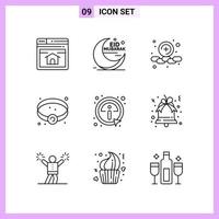 9 Icons in Line Style Outline Symbols on White Background Creative Vector Signs for Web mobile and Print