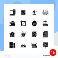 Modern Set of 16 Solid Glyphs and symbols such as breakfast type key keyboard oscar Editable Vector Design Elements