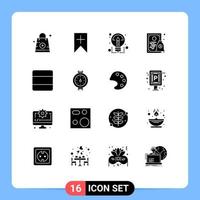 Modern Set of 16 Solid Glyphs Pictograph of layout money creative license certificate Editable Vector Design Elements