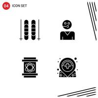 Modern Set of 4 Solid Glyphs and symbols such as ice danger avatar support space Editable Vector Design Elements