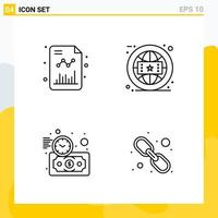 Collection of 4 Universal Line Icons Icon Set for Web and Mobile vector