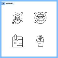 4 Icons Line style Creative Outline Symbols Black Line Icon Sign Isolated on White Background vector