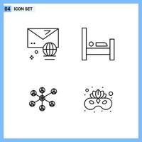 4 Icons Line style Creative Outline Symbols Black Line Icon Sign Isolated on White Background vector