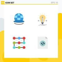 Mobile Interface Flat Icon Set of 4 Pictograms of earth lock world solution protection Editable Vector Design Elements