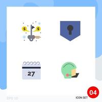 Pack of 4 Modern Flat Icons Signs and Symbols for Web Print Media such as key calendar success security american Editable Vector Design Elements