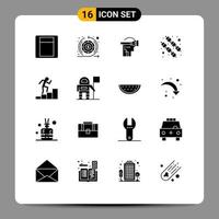 Pictogram Set of 16 Simple Solid Glyphs of astronaut employee reality career marshmallow Editable Vector Design Elements