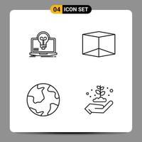 4 Black Icon Pack Outline Symbols Signs for Responsive designs on white background 4 Icons Set vector