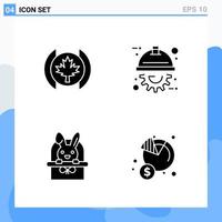 Modern 4 solid style icons Glyph Symbols for general use Creative Solid Icon Sign Isolated on White Background 4 Icons Pack vector