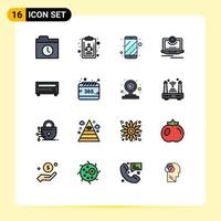 16 Creative Icons Modern Signs and Symbols of player amplifier phone video computer Editable Creative Vector Design Elements
