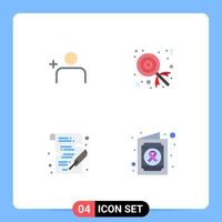 Group of 4 Modern Flat Icons Set for discover people write candy school medical Editable Vector Design Elements