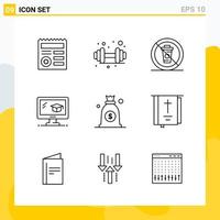 Collection of 9 Universal Line Icons Icon Set for Web and Mobile vector