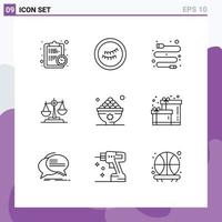 9 Creative Icons Modern Signs and Symbols of dates scale usb legal justice Editable Vector Design Elements