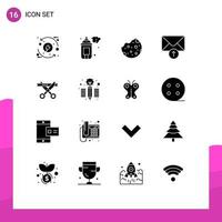 Set of 16 Modern UI Icons Symbols Signs for ceremony receive paint message food Editable Vector Design Elements