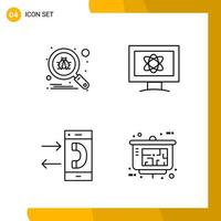 4 Icon Set Line Style Icon Pack Outline Symbols isolated on White Backgound for Responsive Website Designing vector