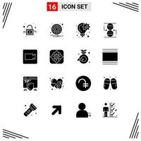 16 Universal Solid Glyph Signs Symbols of camera effective bulb control project Editable Vector Design Elements