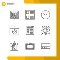 9 Icon Set Line Style Icon Pack Outline Symbols isolated on White Backgound for Responsive Website Designing vector