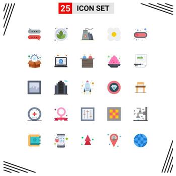 paquete de interfaz de usuario de 25 colores planos básicos de construcción de botones de alternancia fuera de la cocina elementos de diseño vectorial editables vector