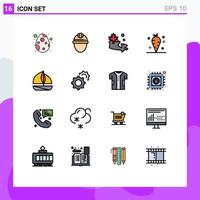 Universal Icon Symbols Group of 16 Modern Flat Color Filled Lines of boat vitamin labour vegetable carrot Editable Creative Vector Design Elements