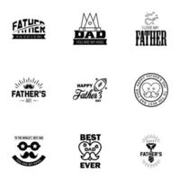 Happy Fathers Day Appreciation Vector Text Banner 9 black Background for Posters Flyers Marketing Greeting Cards Editable Vector Design Elements