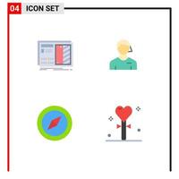 Group of 4 Modern Flat Icons Set for blueprint referee plan football location Editable Vector Design Elements