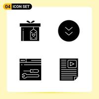 4 Creative Icons for Modern website design and responsive mobile apps 4 Glyph Symbols Signs on White Background 4 Icon Pack vector