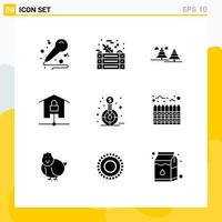 Pictogram Set of 9 Simple Solid Glyphs of smart home kit forest home pines Editable Vector Design Elements