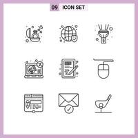 9 User Interface Outline Pack of modern Signs and Symbols of head creative flash promotion digital Editable Vector Design Elements