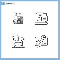 Stock Vector Icon Pack of 4 Line Signs and Symbols for investment script debt coins direction Editable Vector Design Elements