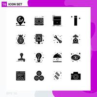 Solid Glyph Pack of 16 Universal Symbols of diagram analysis page wizard magic Editable Vector Design Elements