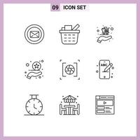 Modern Set of 9 Outlines Pictograph of photography aperture buy camera rate Editable Vector Design Elements