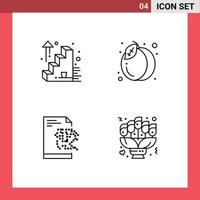 Pictogram Set of 4 Simple Filledline Flat Colors of business success technology pack fruit flowers Editable Vector Design Elements