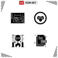 4 Icons Solid Style Grid Based Creative Glyph Symbols for Website Design Simple Solid Icon Signs Isolated on White Background 4 Icon Set vector