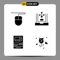 4 Black Icon Pack Glyph Symbols Signs for Responsive designs on white background 4 Icons Set vector