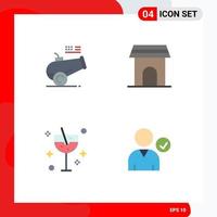 Set of 4 Modern UI Icons Symbols Signs for big gun carnival mortar appliances glass Editable Vector Design Elements