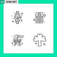 paquete de 4 iconos de estilo de línea establece símbolos de esquema para imprimir signos creativos aislados en fondo blanco 4 conjunto de iconos vector