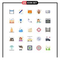 Pack of 25 Modern Flat Colors Signs and Symbols for Web Print Media such as view book creator knowledge plant Editable Vector Design Elements